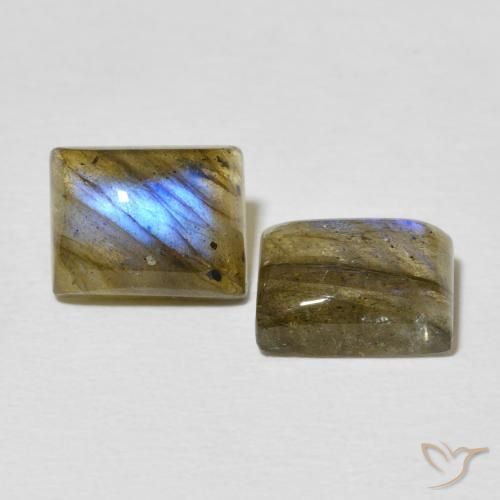 Gemas de Labradorita Multicolor natural de 5.05 ct, Corte Baguette, Translúcido