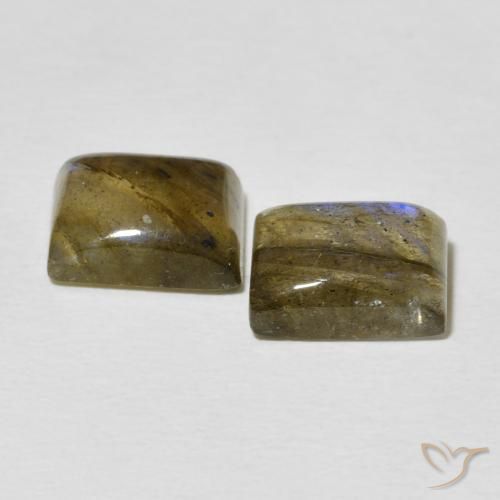 Gemas de Labradorita Multicolor natural de 5.05 ct, Corte Baguette, Translúcido