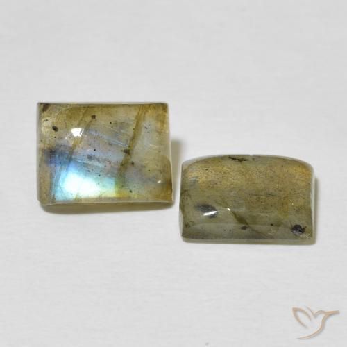 Gemas de Labradorita Multicolor natural de 4.35 ct, Corte Baguette, Translúcido