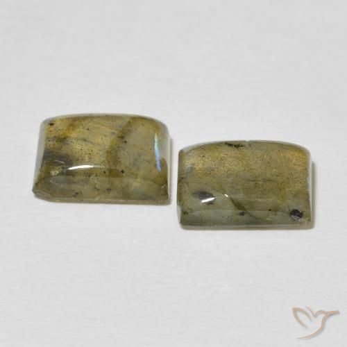 Gemas de Labradorita Multicolor natural de 4.35 ct, Corte Baguette, Translúcido