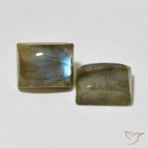 Gemas de Labradorita Multicolor natural de 5.65 ct, Corte Baguette, Translúcido