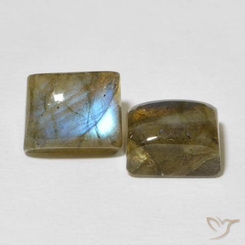 Gemas de Labradorita Multicolor natural de 6.93 ct, Corte Baguette, Translúcido