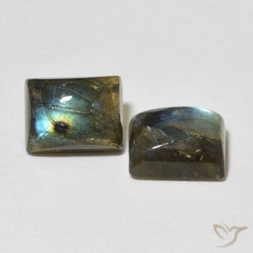 Gemas de Labradorita Multicolor natural de 5.25 ct, Corte Baguette, Translúcido