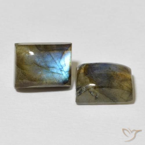 Gemas de Labradorita Multicolor natural de 5.76 ct, Corte Baguette, Translúcido