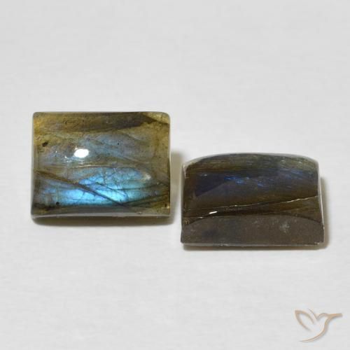Gemas de Labradorita Multicolor natural de 5.31 ct, Corte Baguette, Translúcido