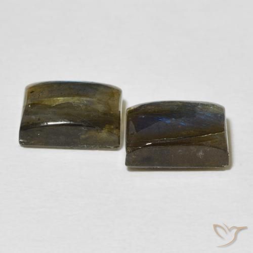 Gemas de Labradorita Multicolor natural de 5.31 ct, Corte Baguette, Translúcido