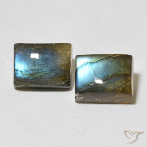 Gemas de Labradorita Multicolor natural de 6.67 ct, Corte Baguette, Translúcido