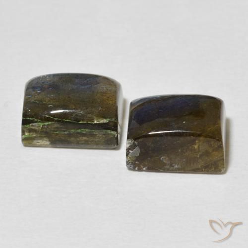 Gemas de Labradorita Multicolor natural de 6.67 ct, Corte Baguette, Translúcido