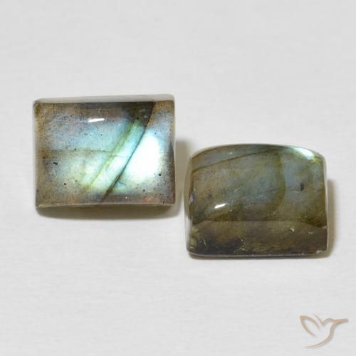 Gemas de Labradorita Multicolor natural de 6.95 ct, Corte Baguette, Translúcido