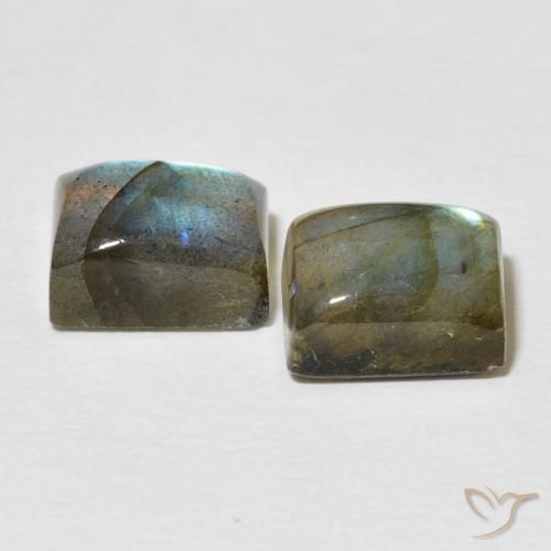 Gemas de Labradorita Multicolor natural de 6.95 ct, Corte Baguette, Translúcido