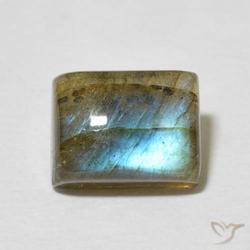 2.92ct Natural Multicolor Labradorita, Corte Baguette, Translúcido