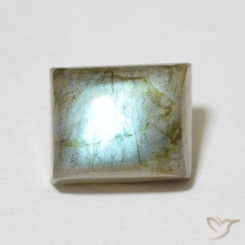 3.41ct Natural Multicolor Labradorita, Corte Baguette, Translúcido