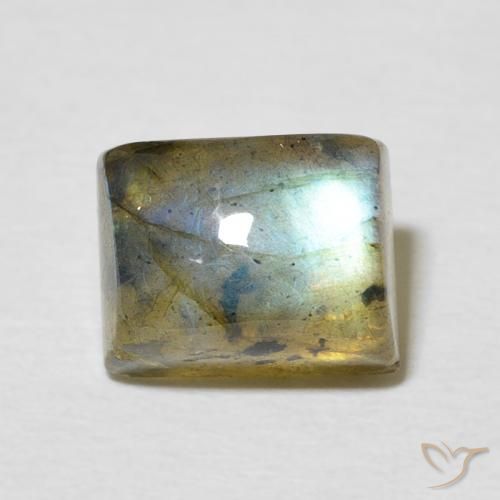 3.46ct Natural Multicolor Labradorita, Corte Baguette, Translúcido