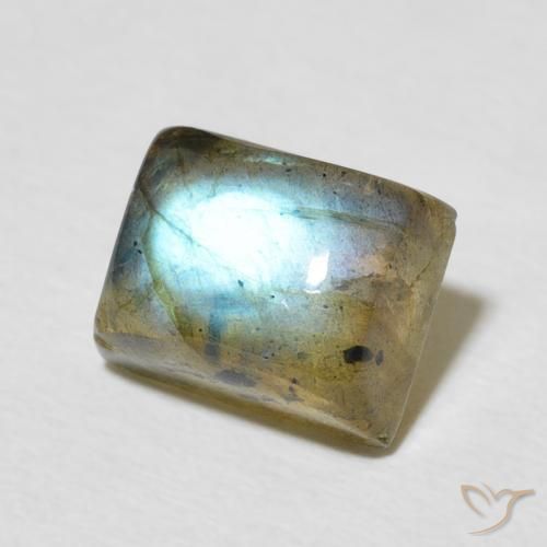 Labradorita Multicolor natural de 3.46 ct, Corte Baguette, Translúcido