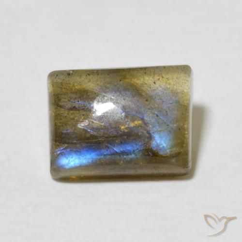 2.63ct Natural Multicolor Labradorita, Corte Baguette, Translúcido