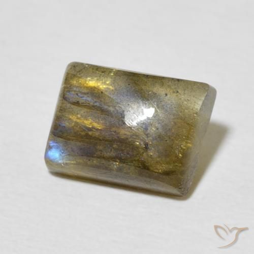 Labradorita Multicolor natural de 2.63 ct, Corte Baguette, Translúcido