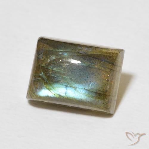 Labradorita Multicolor natural de 2.96 ct, Corte Baguette, Translúcido