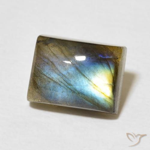 Labradorita Multicolor natural de 3.22 ct, Corte Baguette, Translúcido