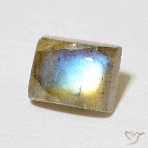 Labradorita Multicolor natural de 2.89 ct, Corte Baguette, Translúcido