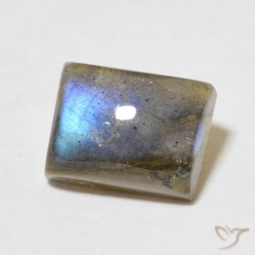 Labradorita Multicolor natural de 3.48 ct, Corte Baguette, Translúcido