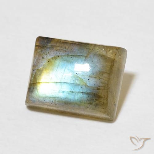 Labradorita Multicolor natural de 3.04 ct, Corte Baguette, Translúcido