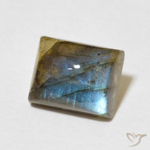Labradorita Multicolor natural de 2.91 ct, Corte Baguette, Translúcido