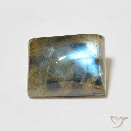 2.91ct Natural Multicolor Labradorita, Corte Baguette, Translúcido
