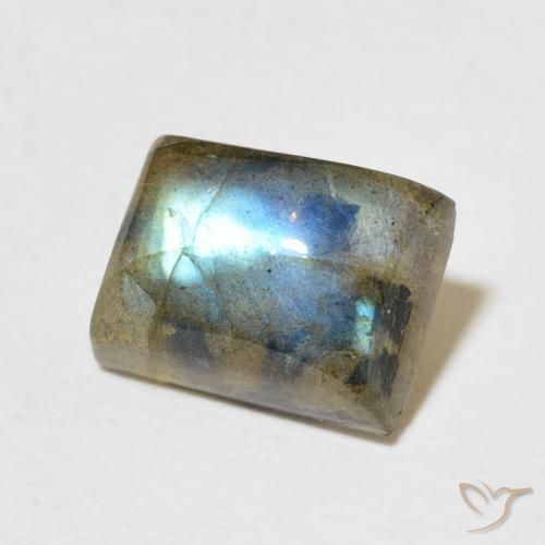 Labradorita Multicolor natural de 2.91 ct, Corte Baguette, Translúcido
