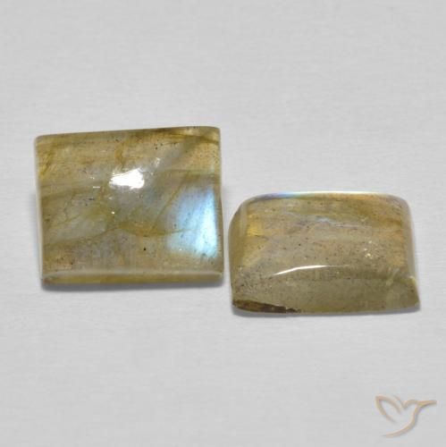 Gemas de Labradorita Multicolor natural de 5.13 ct, Corte Baguette, Translúcido