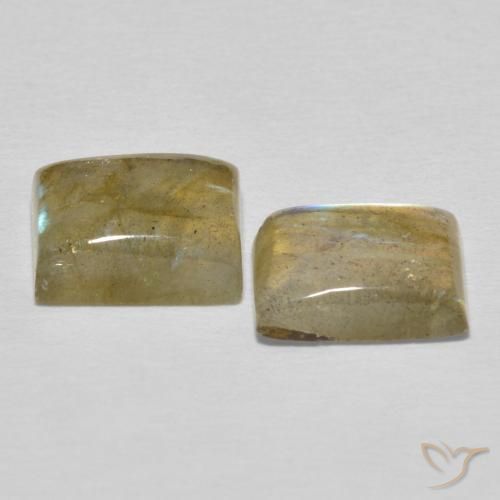 Gemas de Labradorita Multicolor natural de 5.13 ct, Corte Baguette, Translúcido