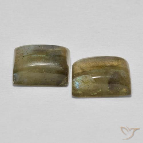 Gemas de Labradorita Multicolor natural de 5.81 ct, Corte Baguette, Translúcido