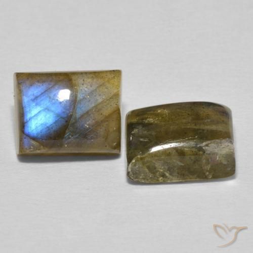 Gemas de Labradorita Multicolor natural de 6.18 ct, Corte Baguette, Translúcido