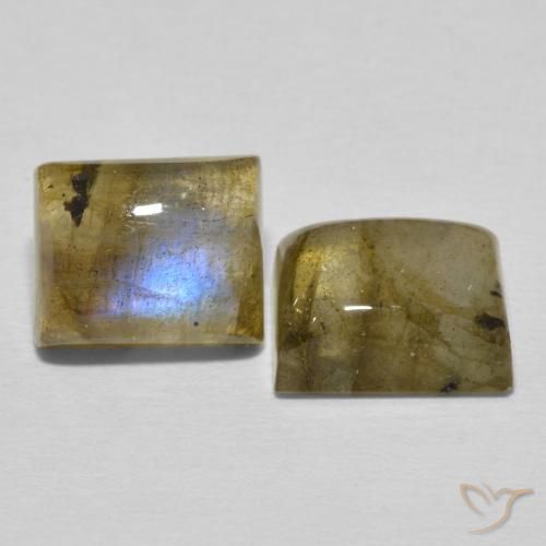 Gemas de Labradorita Multicolor natural de 7.10 ct, Corte Baguette, Translúcido