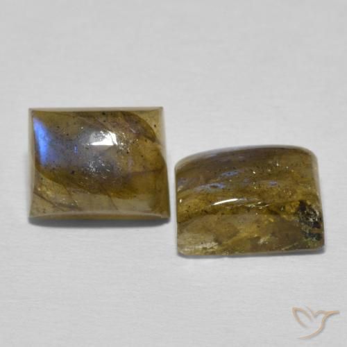 Gemas de Labradorita Multicolor natural de 5.63 ct, Corte Baguette, Translúcido