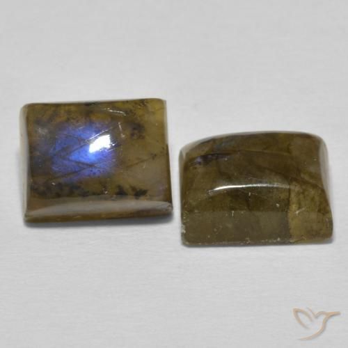 Gemas de Labradorita Multicolor natural de 6.82 ct, Corte Baguette, Translúcido