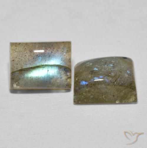 Gemas de Labradorita Multicolor natural de 6.29 ct, Corte Baguette, Translúcido