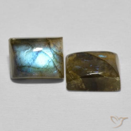 Gemas de Labradorita Multicolor natural de 5.77 ct, Corte Baguette, Translúcido