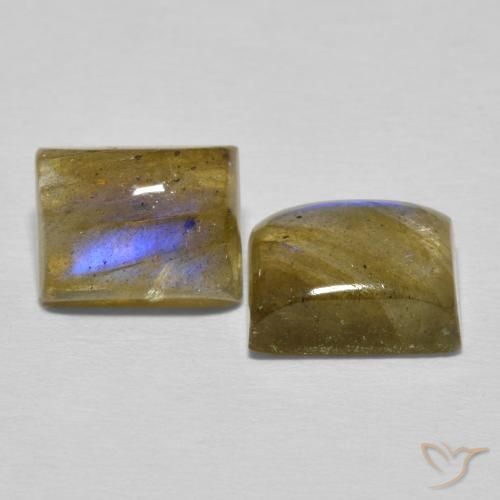 Gemas de Labradorita Multicolor natural de 5.65 ct, Corte Baguette, Translúcido