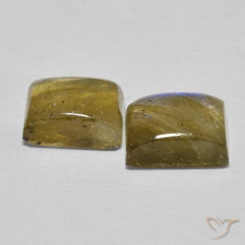 Gemas de Labradorita Multicolor natural de 5.65 ct, Corte Baguette, Translúcido