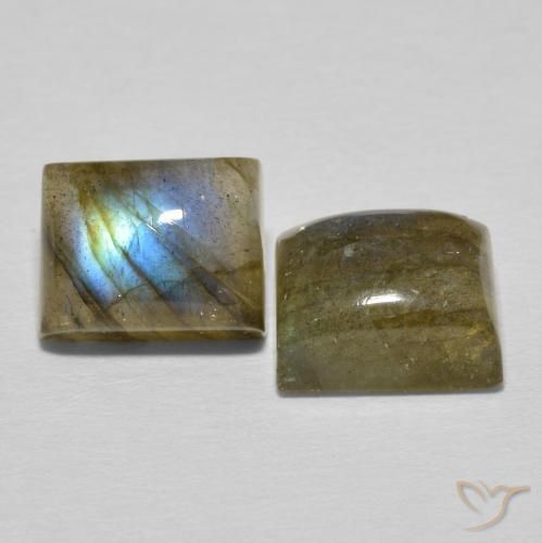 Gemas de Labradorita Multicolor natural de 7.10 ct, Corte Baguette, Translúcido