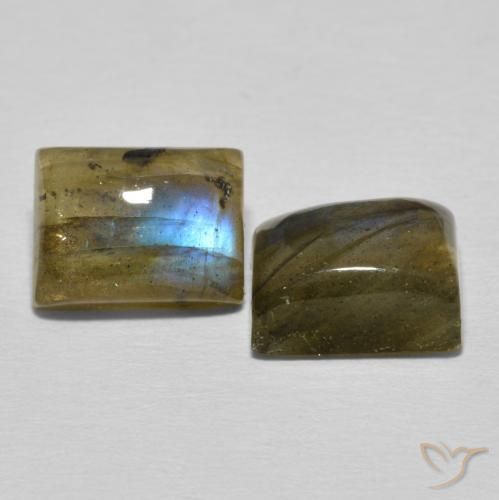 Gemas de Labradorita Multicolor natural de 6.40 ct, Corte Baguette, Translúcido