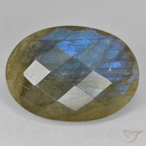 15.17ct Natural Multicolor labradorita, Ovalada, Translúcido