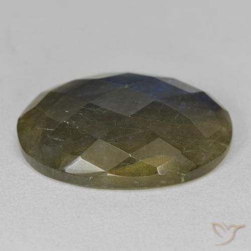 Labradorita Multicolor natural de 15.17 ct, Ovalada, Translúcido