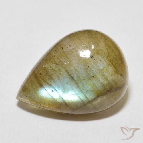 11.89ct Natural Multicolor labradorita, En forma de pera, Translúcido