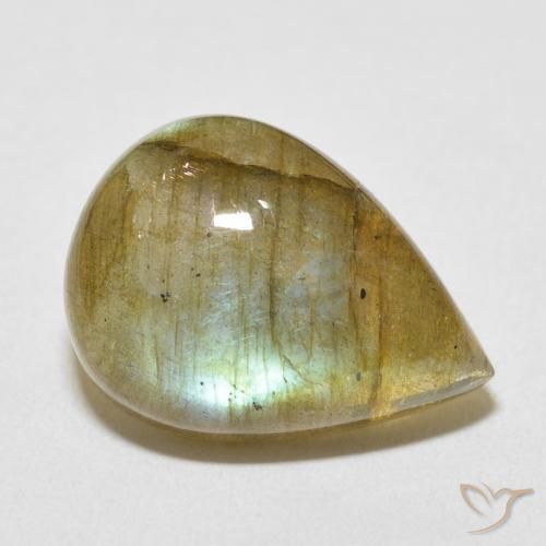 Labradorita Multicolor natural de 11.89 ct, En forma de pera, Translúcido