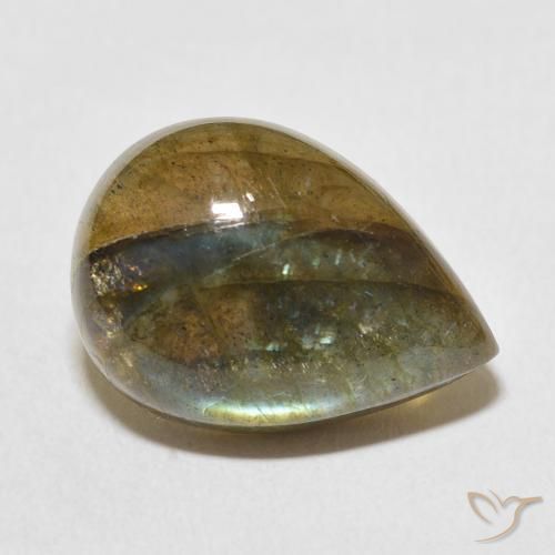 Labradorita Multicolor natural de 12.03 ct, En forma de pera, Translúcido