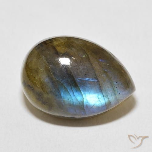 Labradorita Multicolor natural de 15.01 ct, En forma de pera, Translúcido