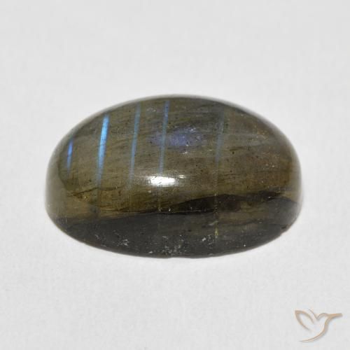 Labradorita Multicolor natural de 13.36 ct, Ovalada, Translúcido