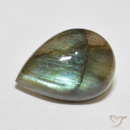 12.62ct Natural Multicolor Labradorita, En forma de pera, Translúcido