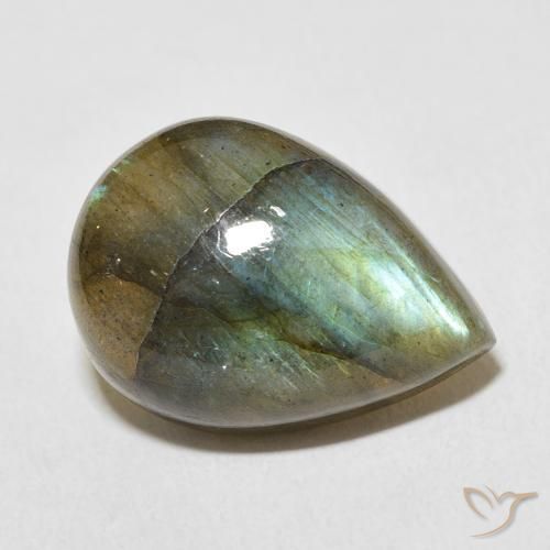 Labradorita Multicolor natural de 12.62 ct, En forma de pera, Translúcido